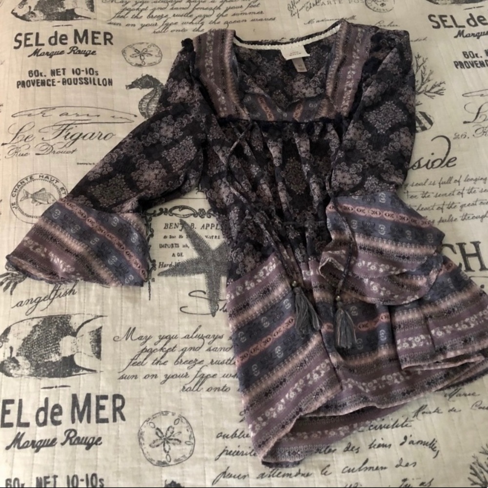 Sheer Purple Boho Blouse